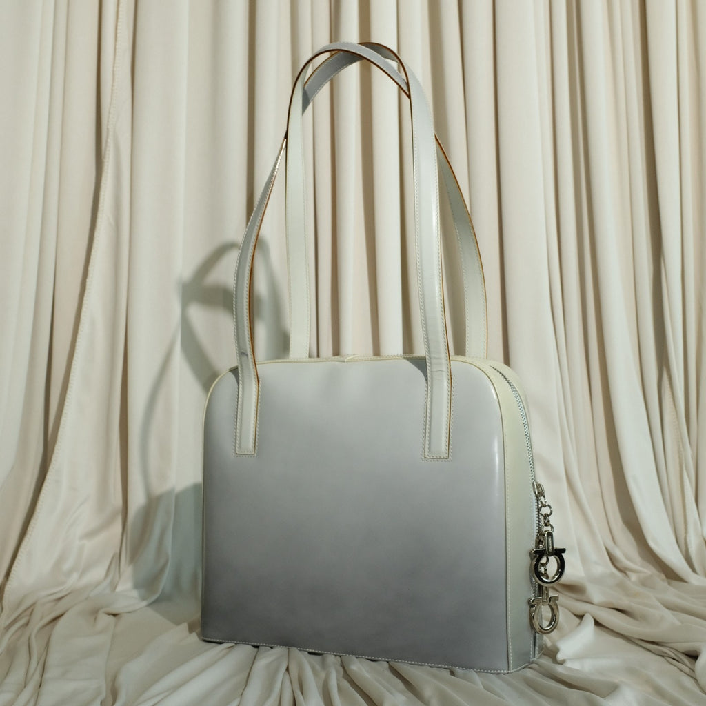 Salvatore Ferragamo Gradient Gray Tote - Structured Leather, Gancini Hardware