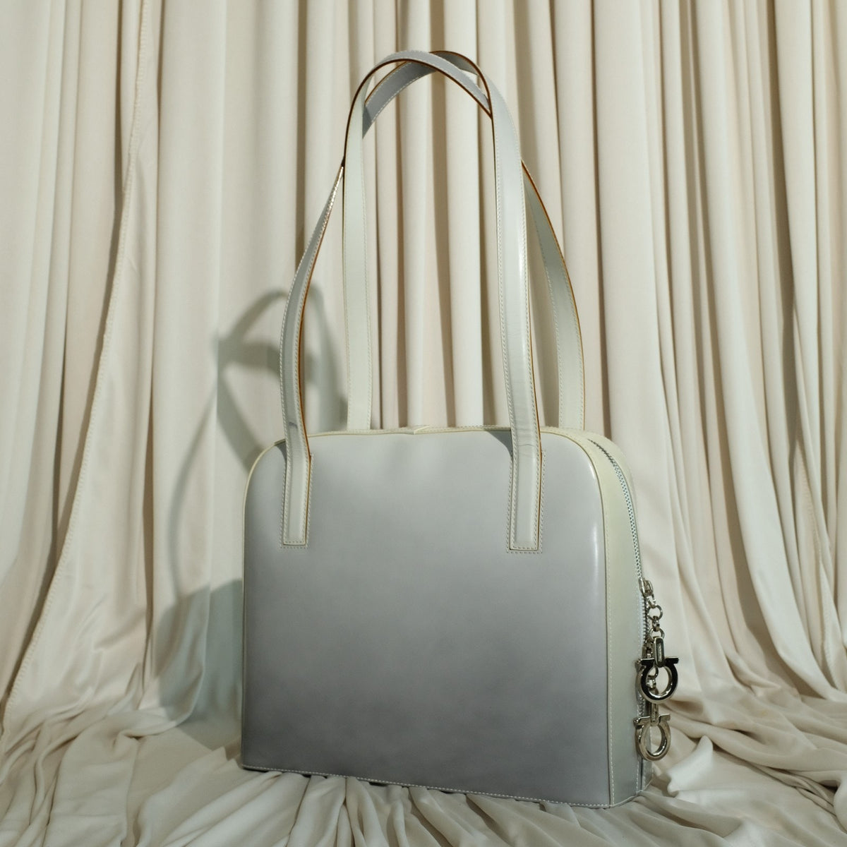 Salvatore Ferragamo Gradient Gray Tote - Structured Leather, Gancini Hardware