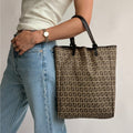 Vintage Fendi Zucchino Canvas Roll Tote w/ Baby Pouch - Tan & Brown