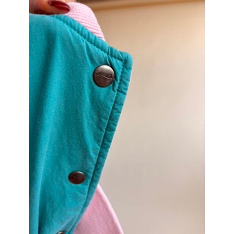 Varsity Reversible Jacket - Light Pink / Green with Pink Trim, Size Small