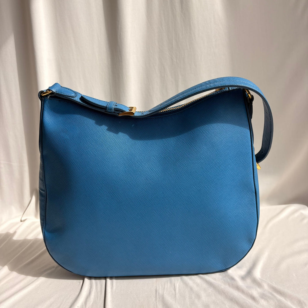 Prada Saffiano Lux Leather Shoulder Bag - Cobalt Blue