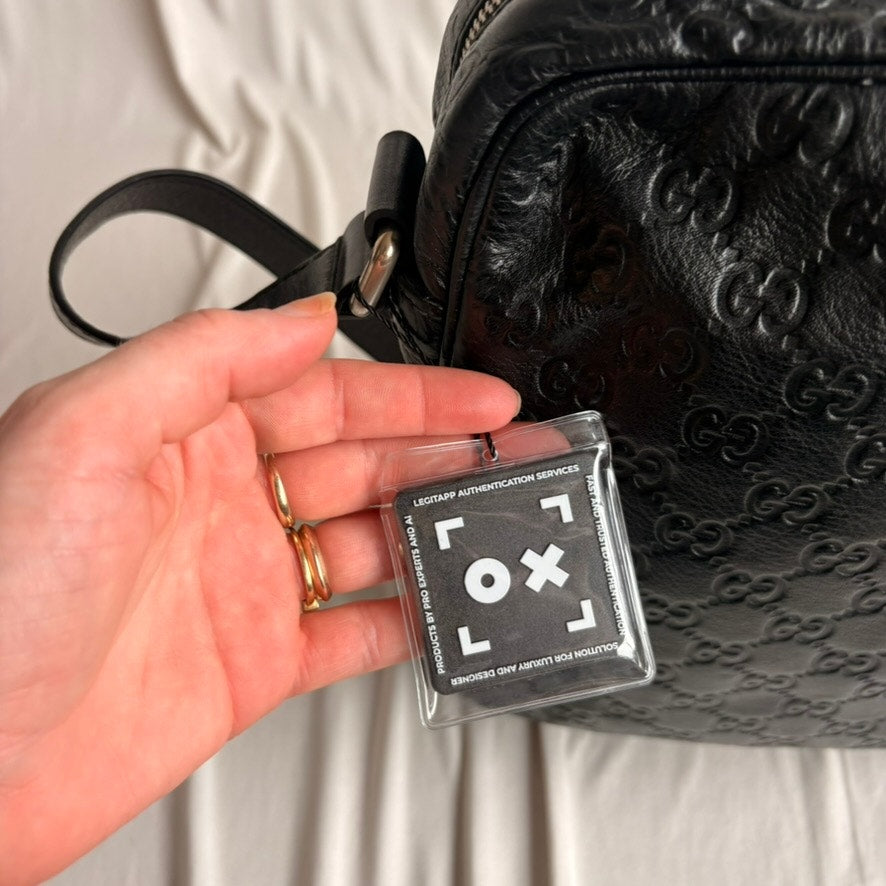 Gucci Crossbody Messenger Bag - Guccissima Leather, Black, Silver Hardware