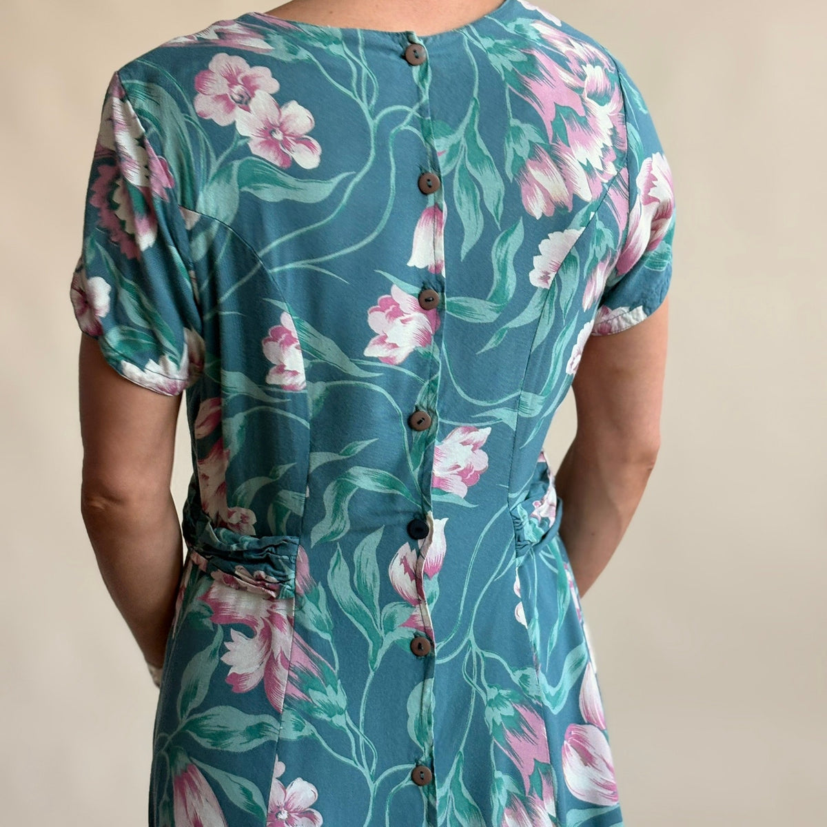 April Cornell Green & Pink Tropical Floral Dress -  Size M