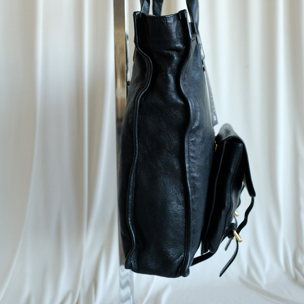 Chloe Black Calfskin Leather Tote, Removable Front Pouch