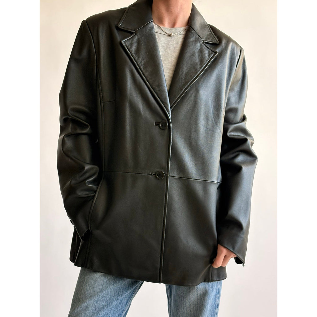Vintage Valerie Stephan Separates Black Leather Jacket - Size XL