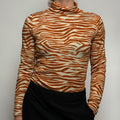 The Loft Orange Zebra Print Turtleneck - Small