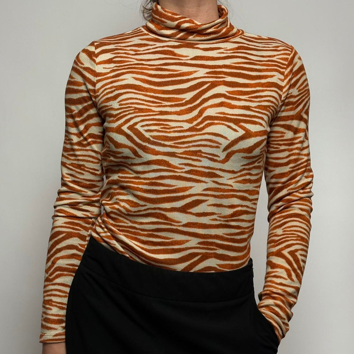 The Loft Orange Zebra Print Turtleneck - Small