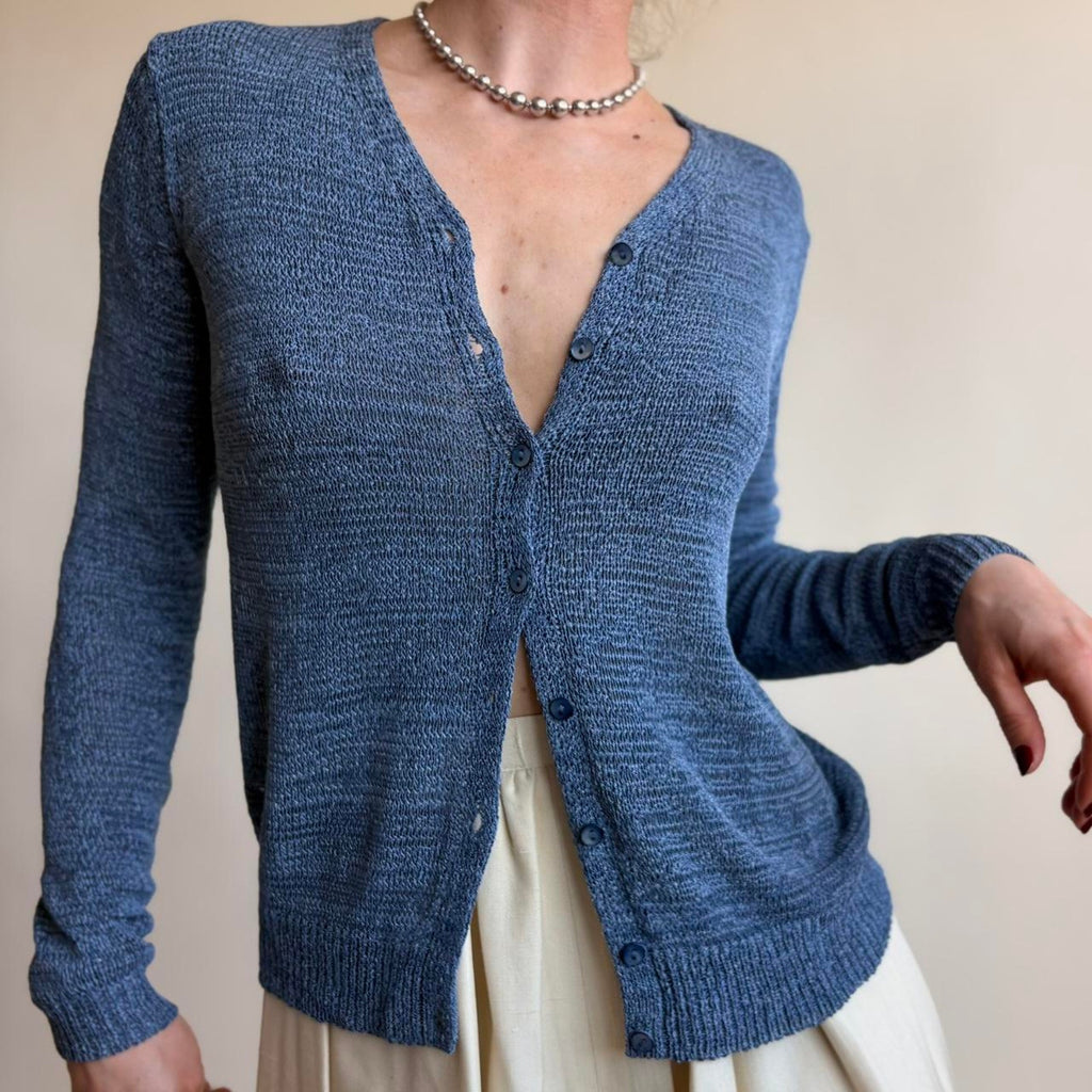Belford Blue Crochet Cardigan Top - Size Small