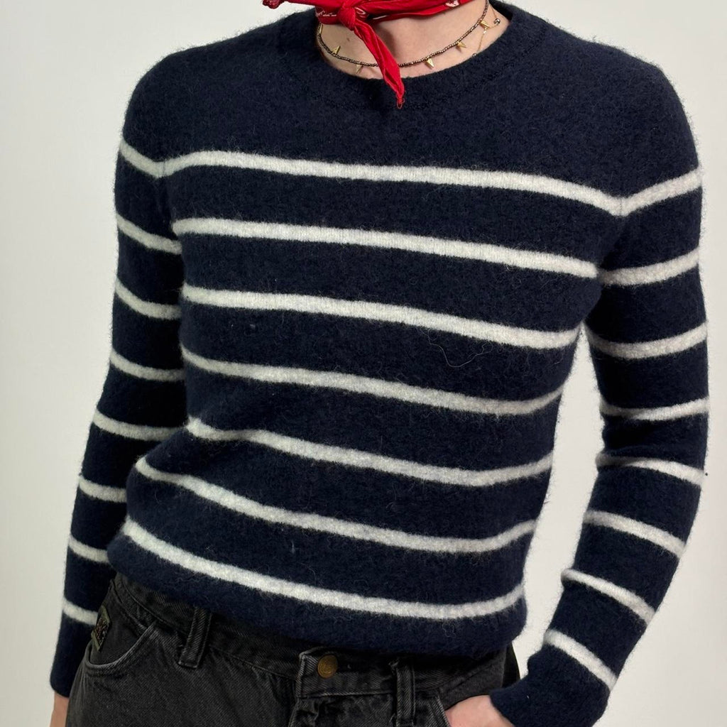 Vintage Navy & White Wool Blend Sweater | Banana Republic | Size Small