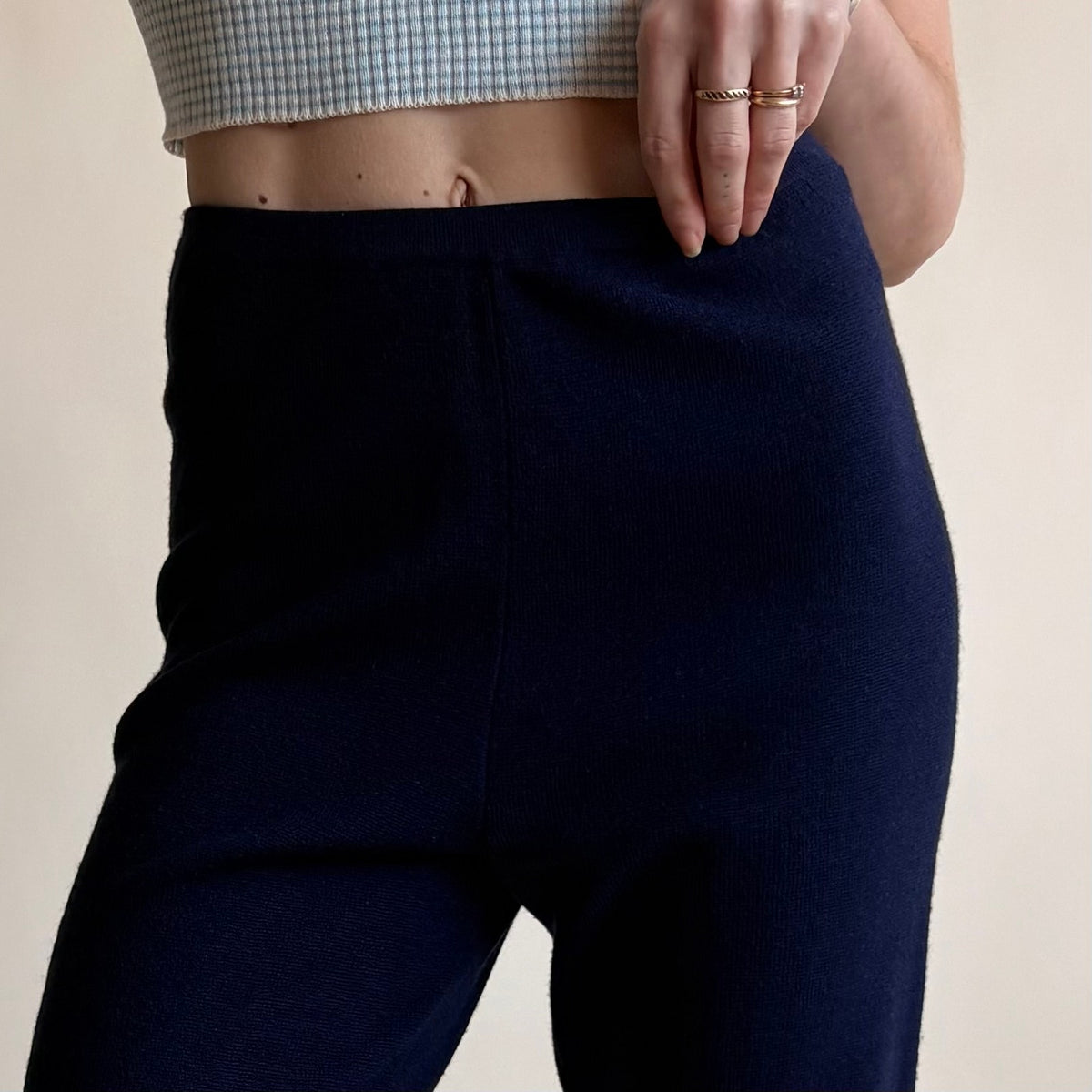 Jones & Co Navy Merino Wool Knit Pants - Size Small