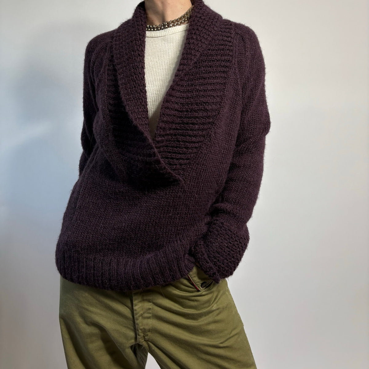 LOFT Purple Shawl Collar Pullover - Size Medium