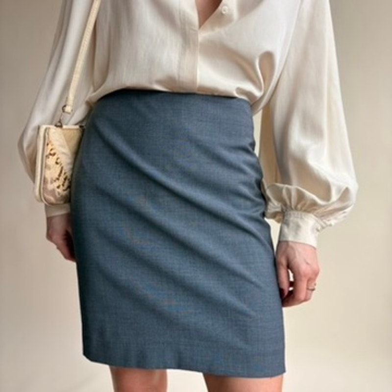 Talbots Grey Mini Suit Skirt - High Waisted, Office Siren, Size 0P