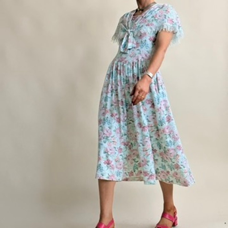 Lang Originals Sailor-Style Drop-Waist Dress - Made in USA, Fits Small