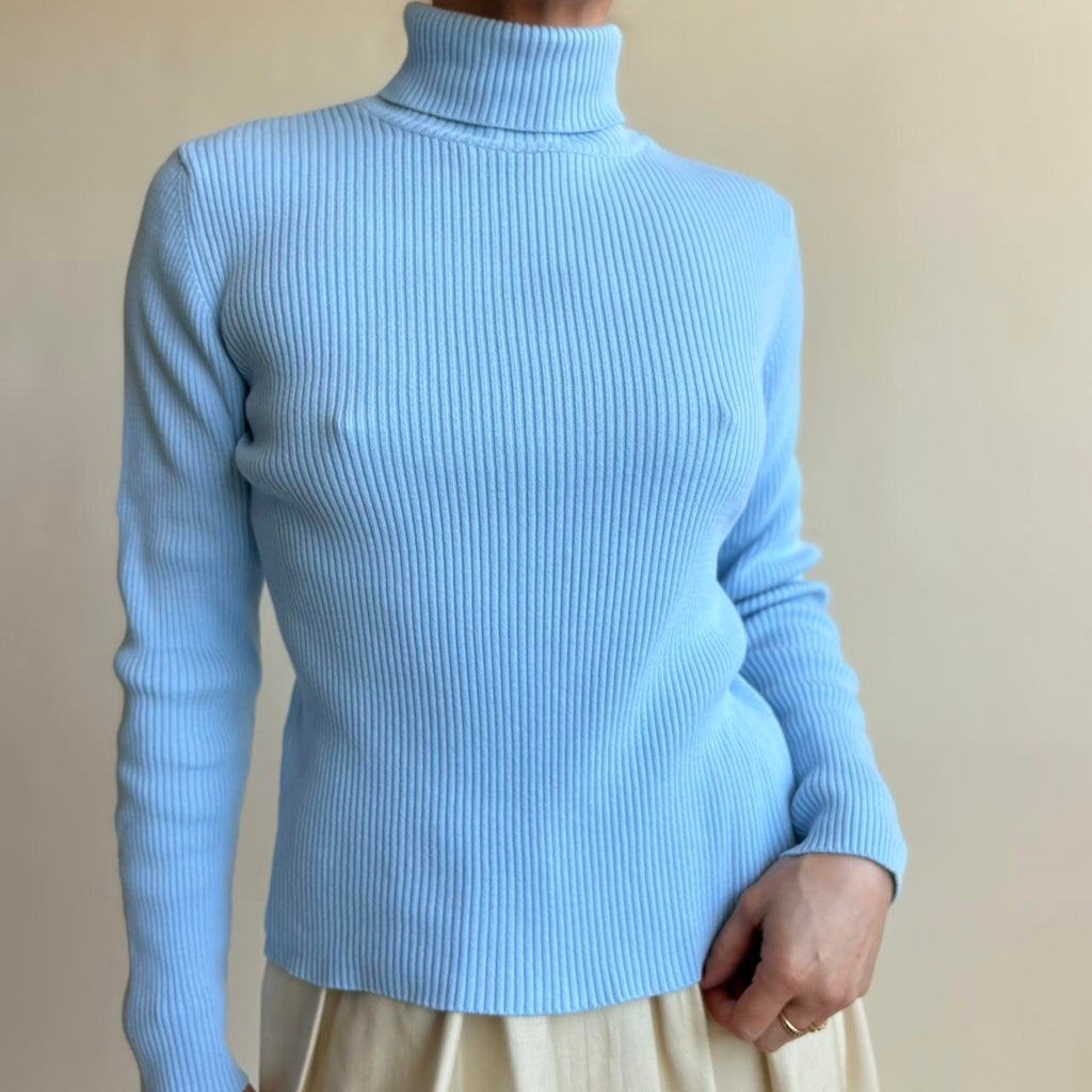 Irresistibles Robin's Egg Blue Ribbed Turtleneck - Size Small