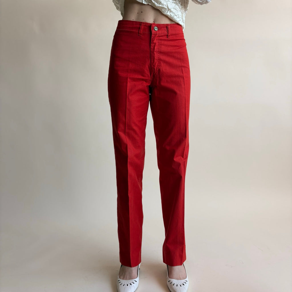 Cacharel Paris Red High-Waisted Wide Leg Jeans - Size 8 (Fits 2)