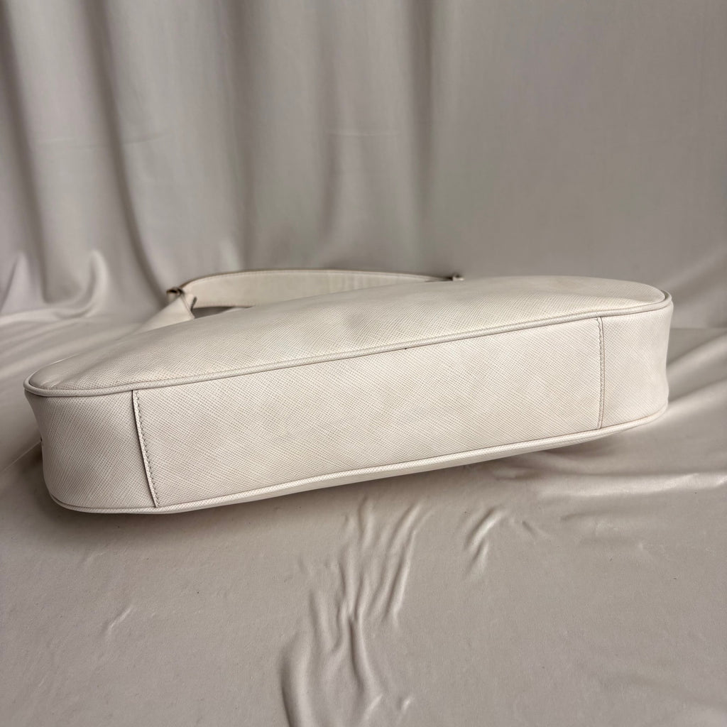 Ferragamo Gancini Romana Hobo Bag - White Saffiano Leather