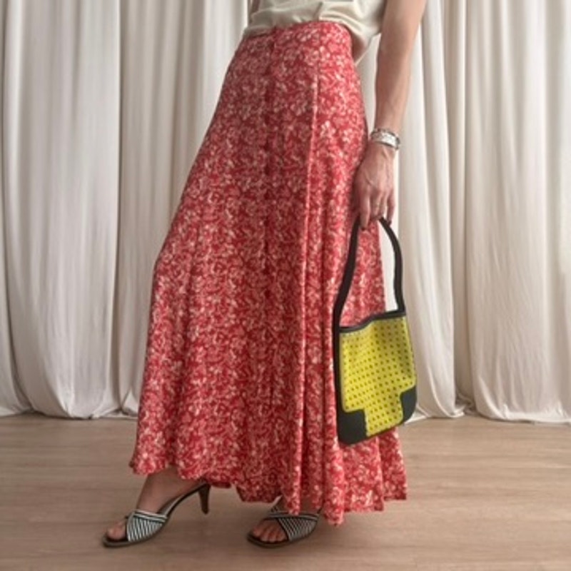Equation Pink Maxi Skirt - 90s, A-Line, Button Front - Size M