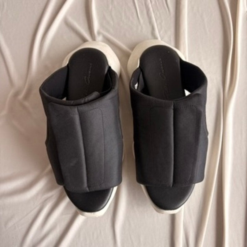 Rick Owens x Adidas Tank Slide Sandals - Black & White, Men's 5/Women's 7