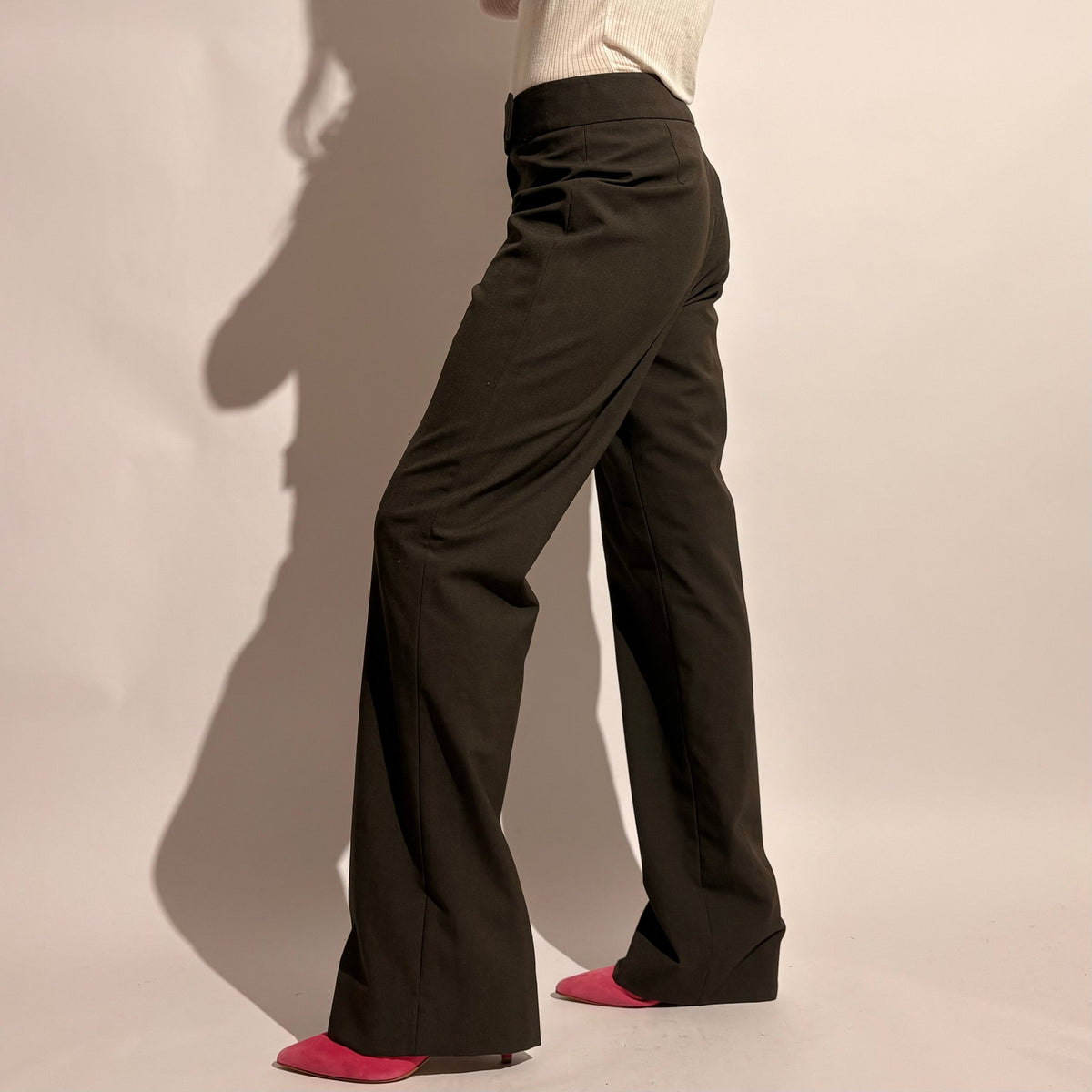 Dark Grey Mid Rise Flared Trousers - 4