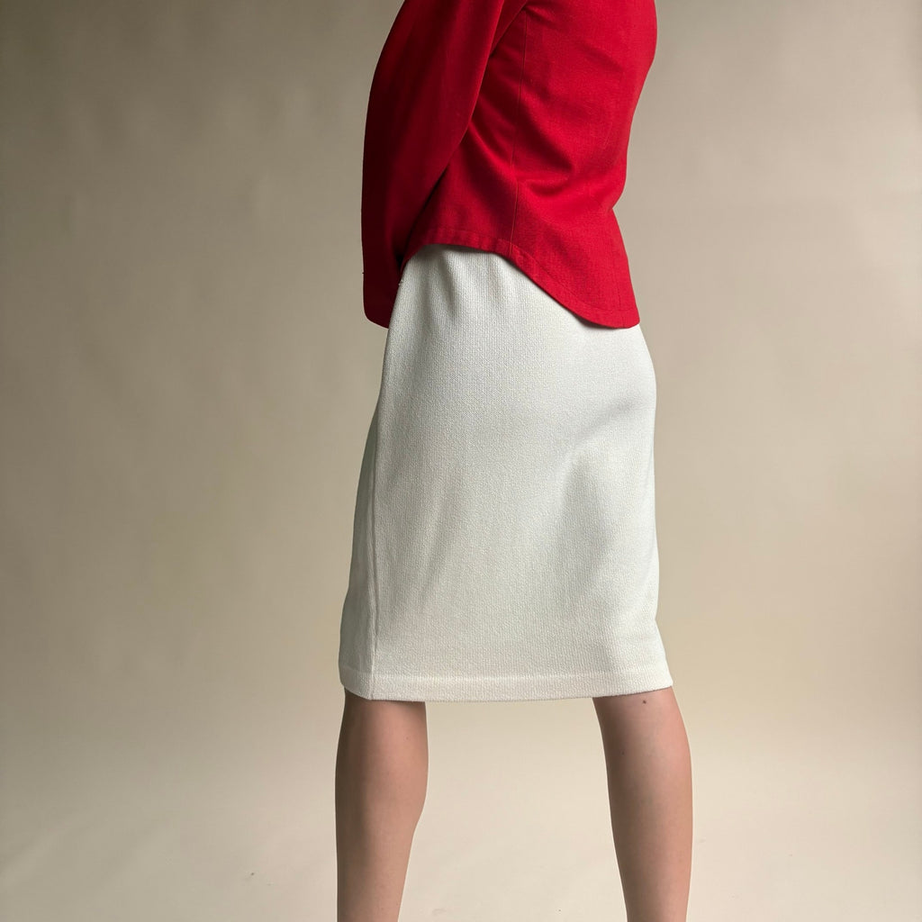 St. John by Marie Gray White Knit Skirt - Made in USA, Size 4