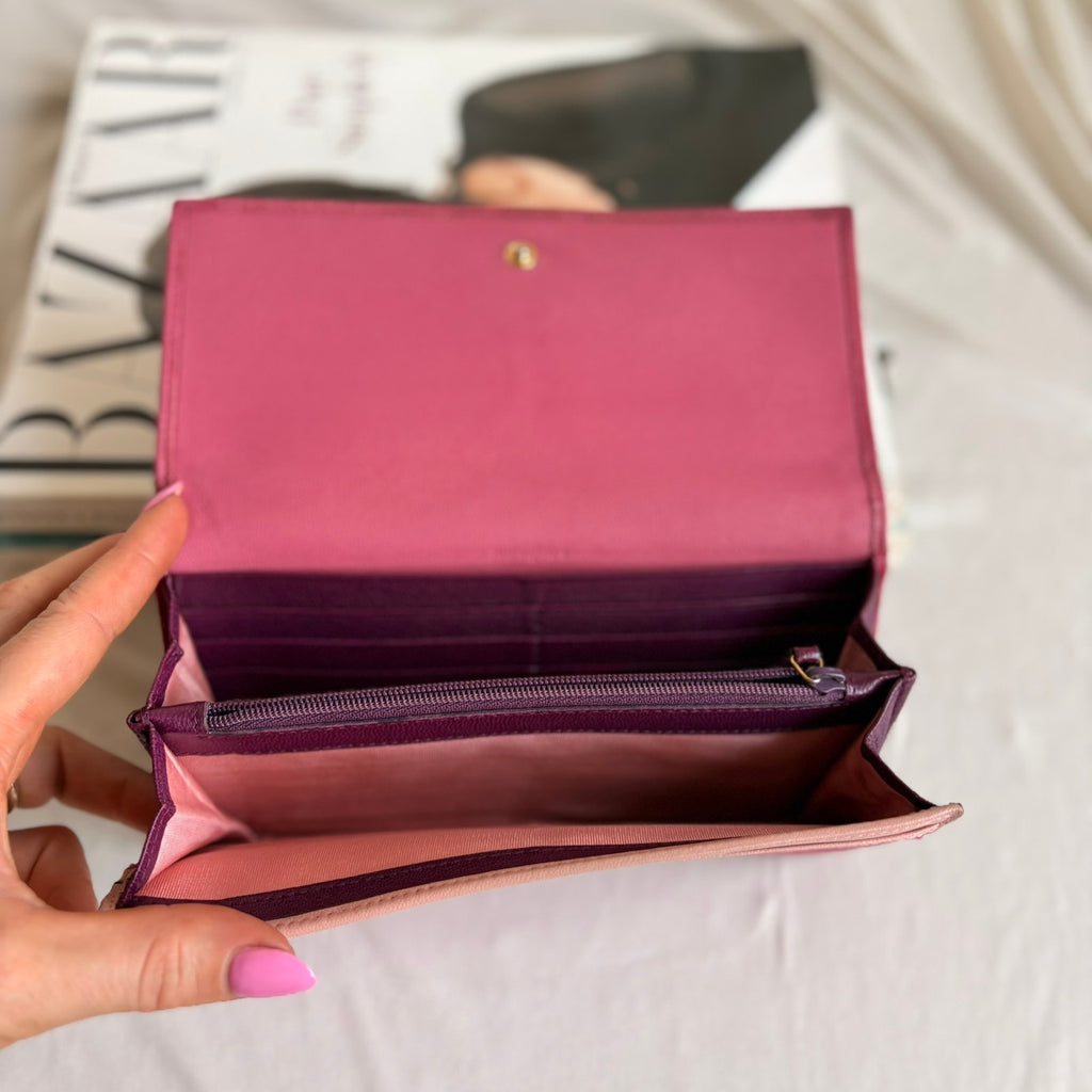Saint Laurent Belle de Jour Long Envelope Wallet - Pink, Embossed YSL