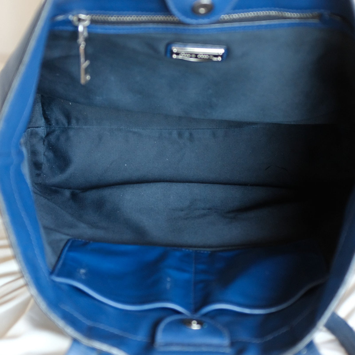 MIU MIU Vitello Soft Leather Shopping Tote Bag - Blue & Navy Two-Tone w/ COA