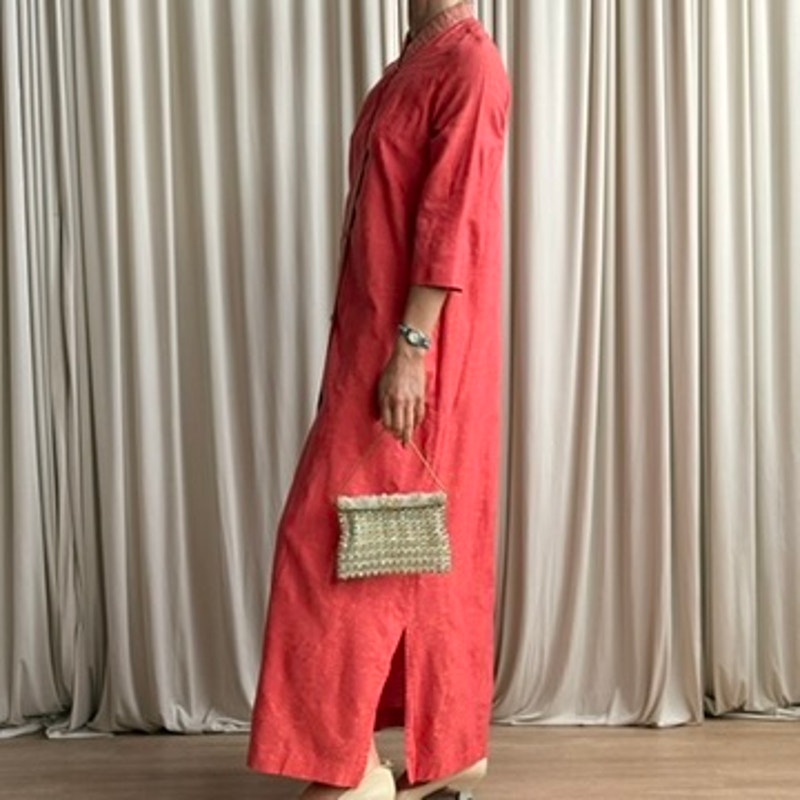 Julius Lonseheiy Coral Maxi Tunic - Floral, Gold Trim, 3/4 Sleeve, Fits M