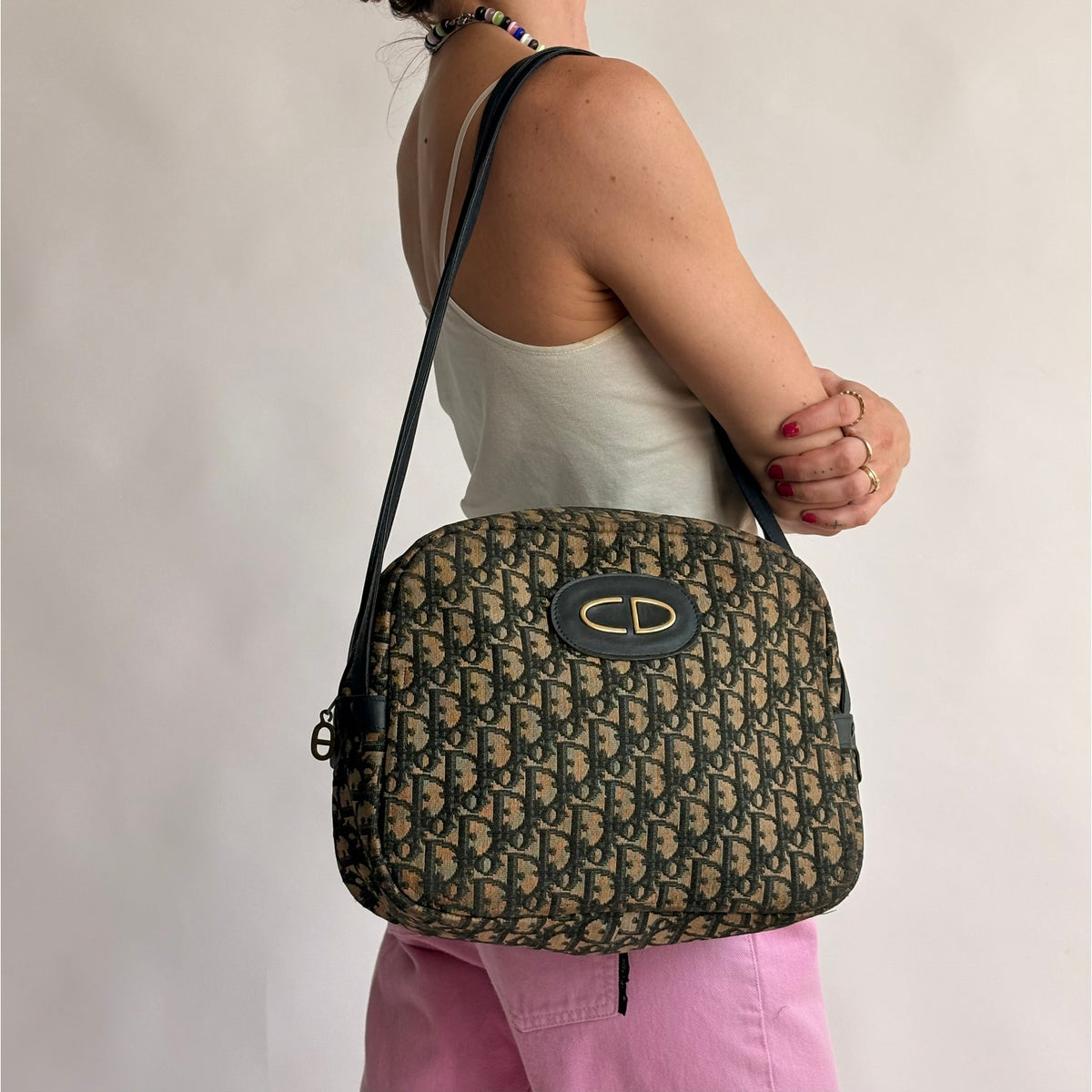 Vintage Christian Dior 70s/80s Oblique Jacquard Trotter Shoulder Bag