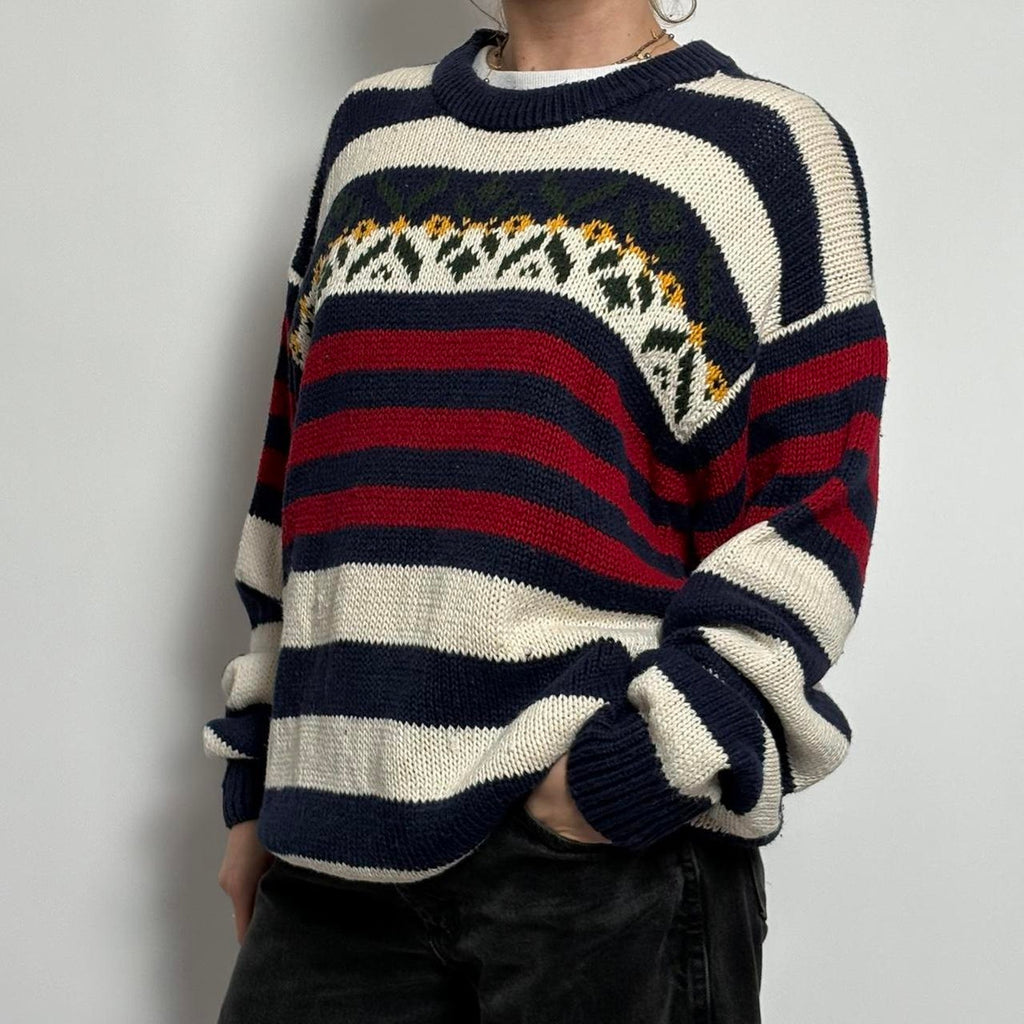 Vintage American Eagle Fair Isle Sweater | Patriotic Stripes