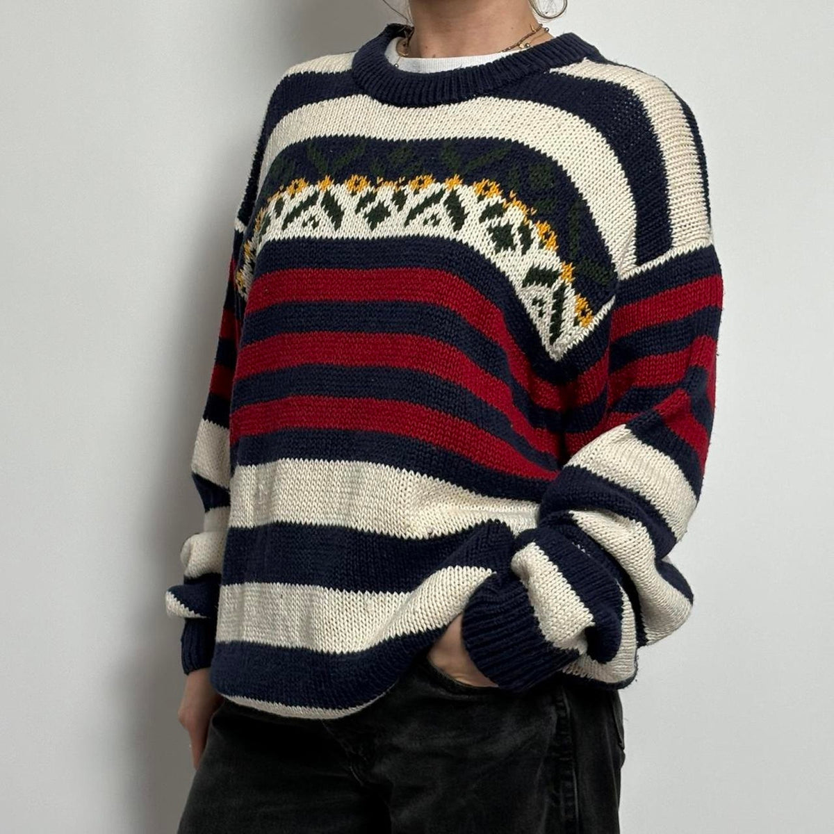 Vintage American Eagle Fair Isle Sweater | Patriotic Stripes
