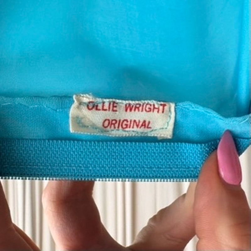 Ollie Wright 60s Turquoise Drop-Waist Midi - Sheer Chiffon, Handmade, Fits Small