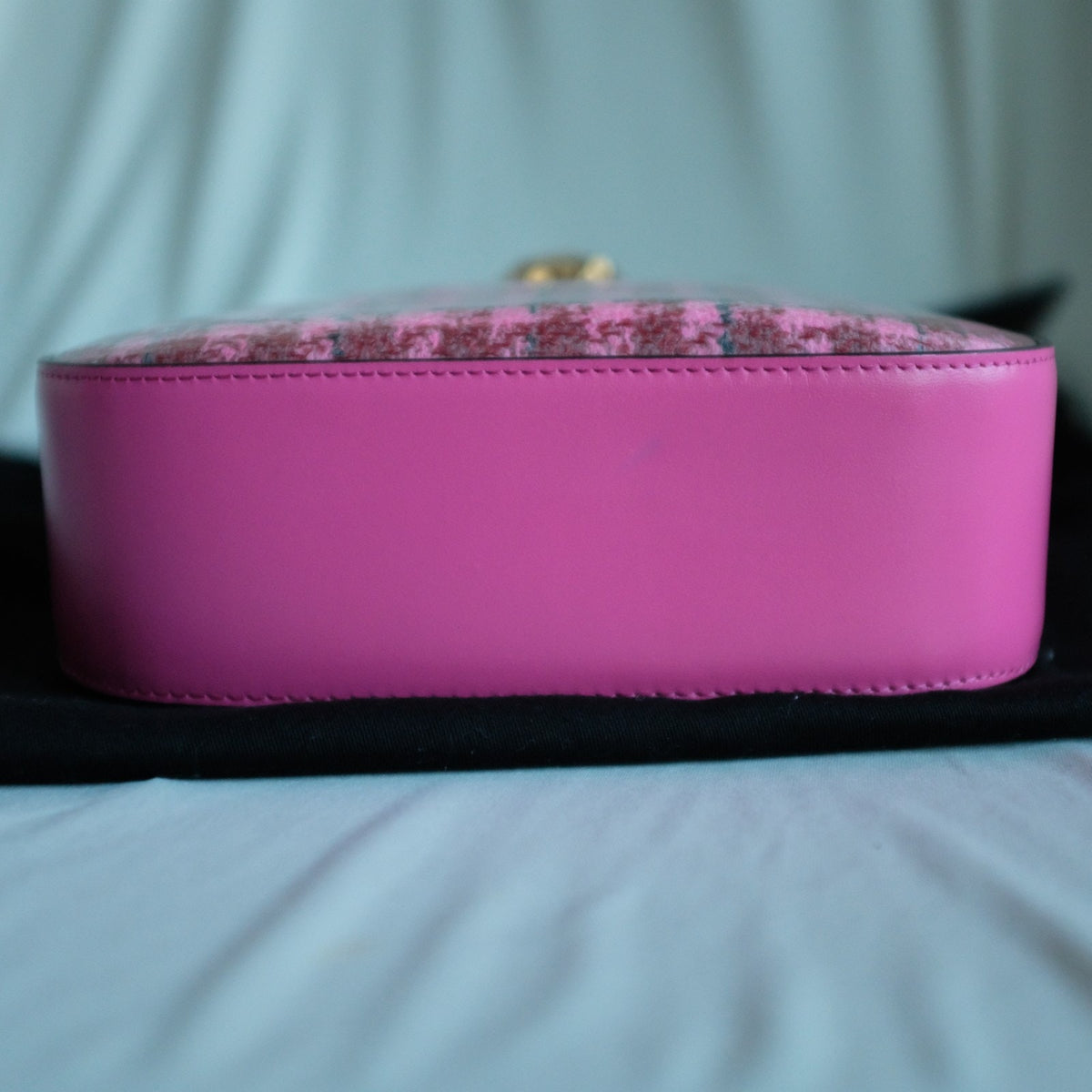 Versace La Medusa Calfskin Vinyl Mini Houndstooth Tote Bag Pink Multicolor Bag