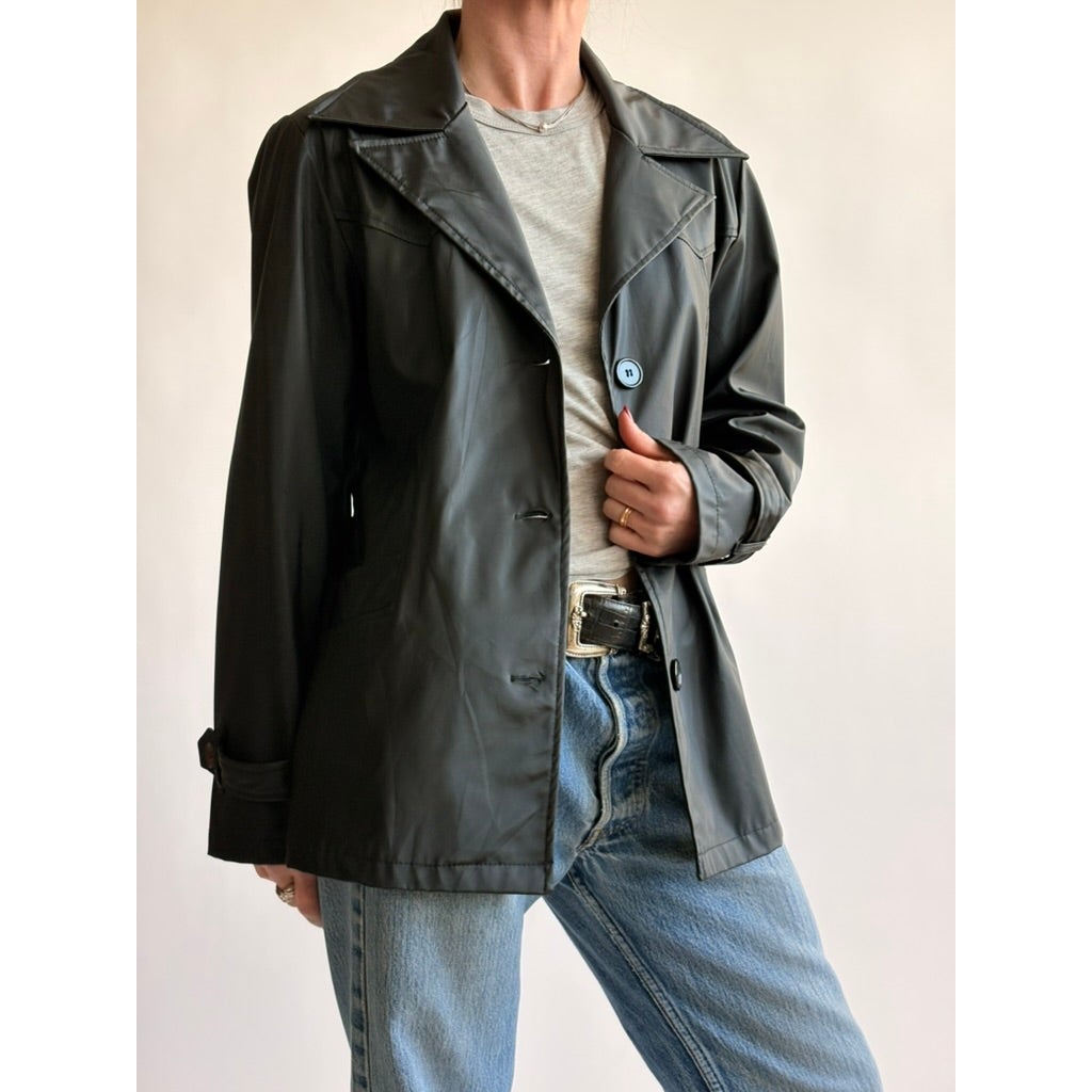 Vintage Louise Paris Black Short Trench Jacket
