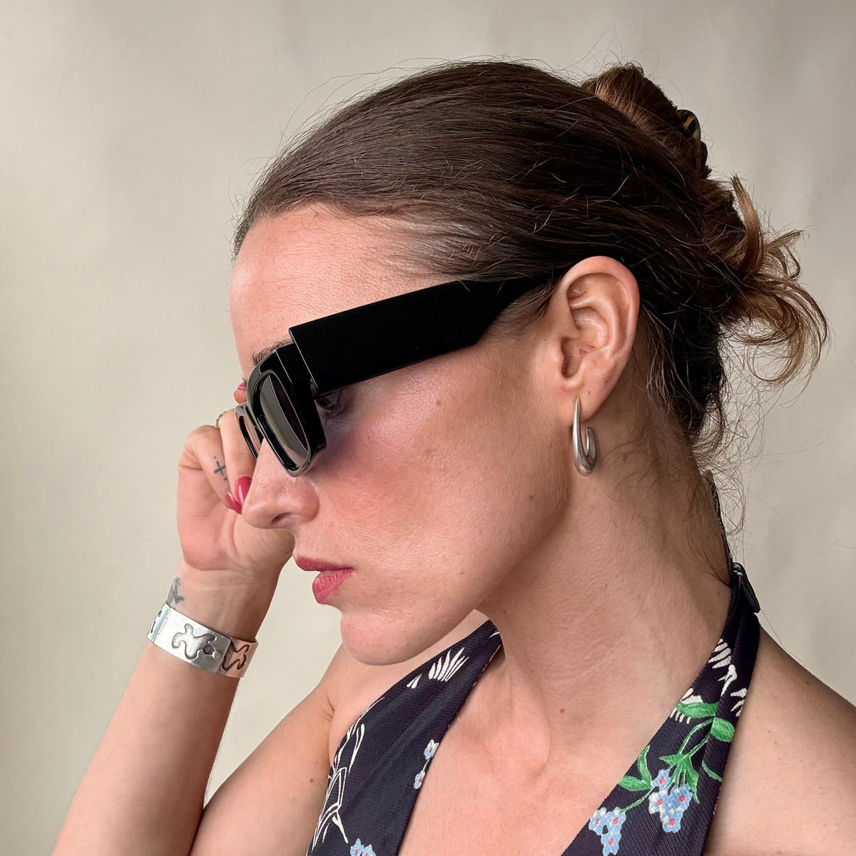 Palm Angels Rectangle Sunglasses - Black Frame, Blue Lenses, Brand New
