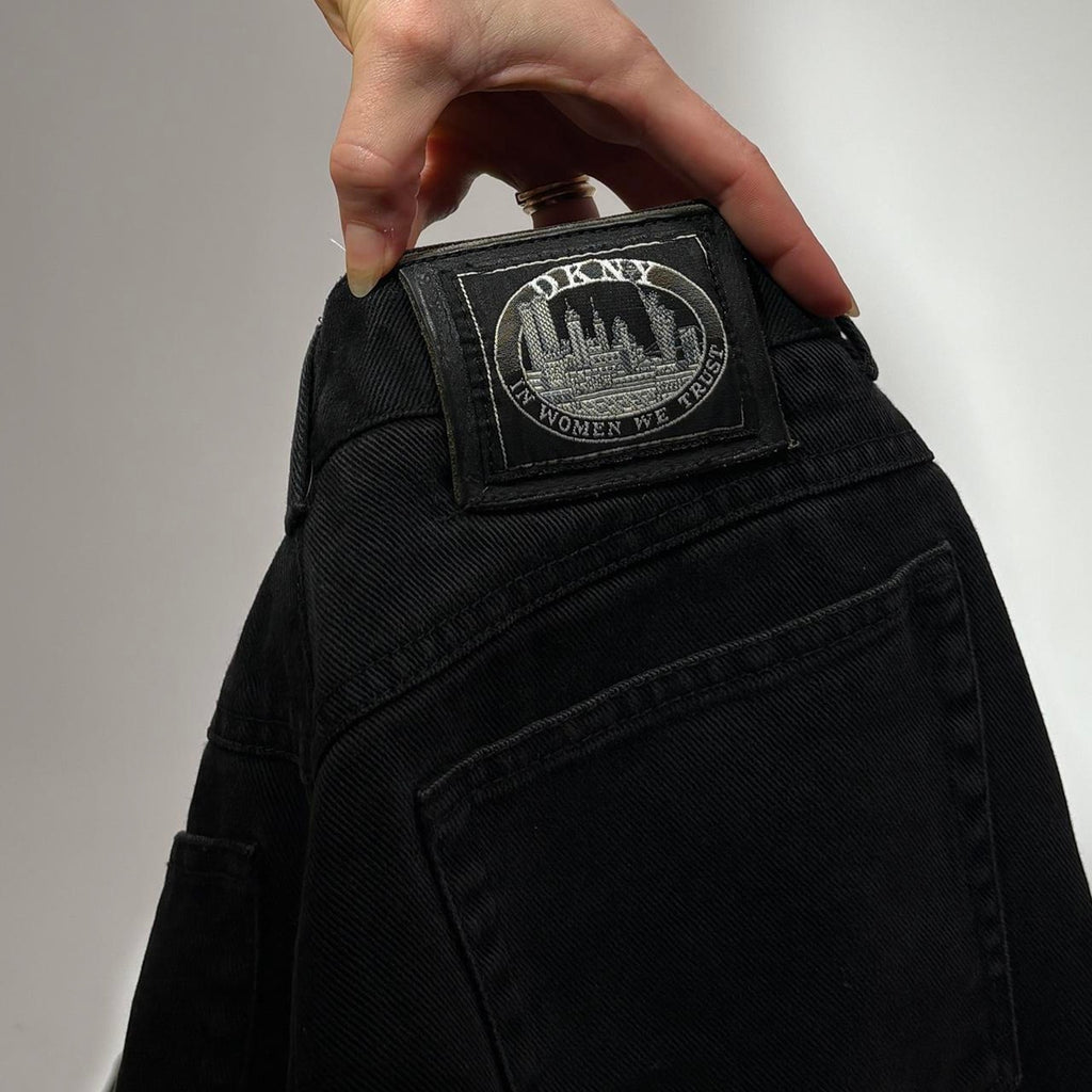 Vintage DKNY "In Women We Trust" Black Jeans - 90s Statement Denim, Size 2