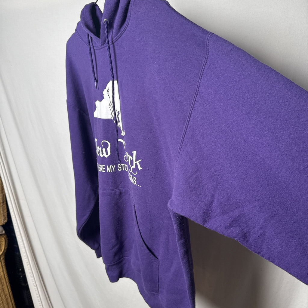 New York Purple Hoodie Pullover Sweatshirt Unisex Adult Size XL