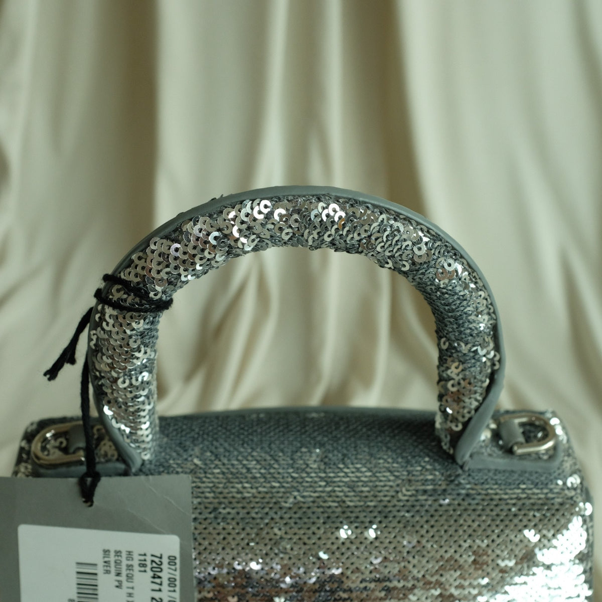 Balenciaga Hourglass Mini Sequin Bag - Silver, Calf Leather, NWT