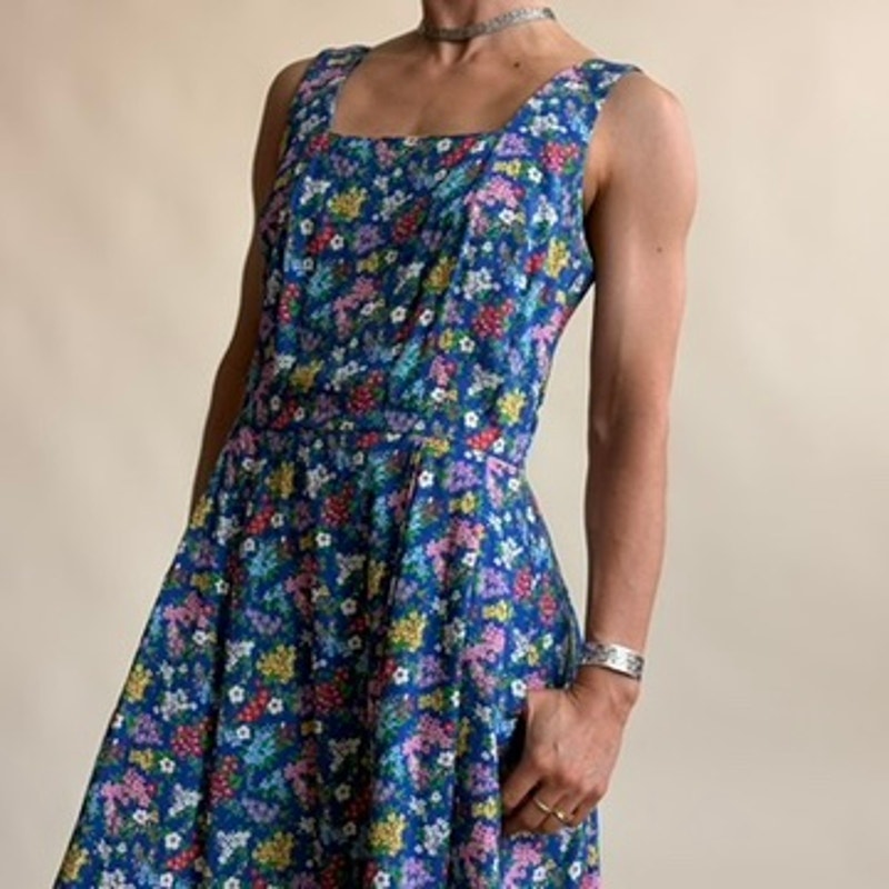 Liz Claiborne Sport Blue Floral Sun Dress -  Size 6 (Fits M)
