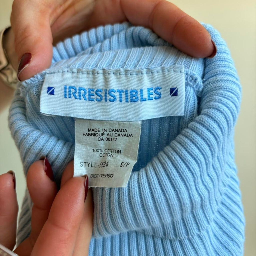 Irresistibles Robin's Egg Blue Ribbed Turtleneck - Size Small