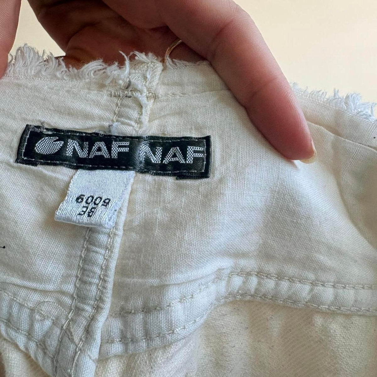 Naf Naf White Raw Hem Jeans - Grunge Edge, Fits Size 2