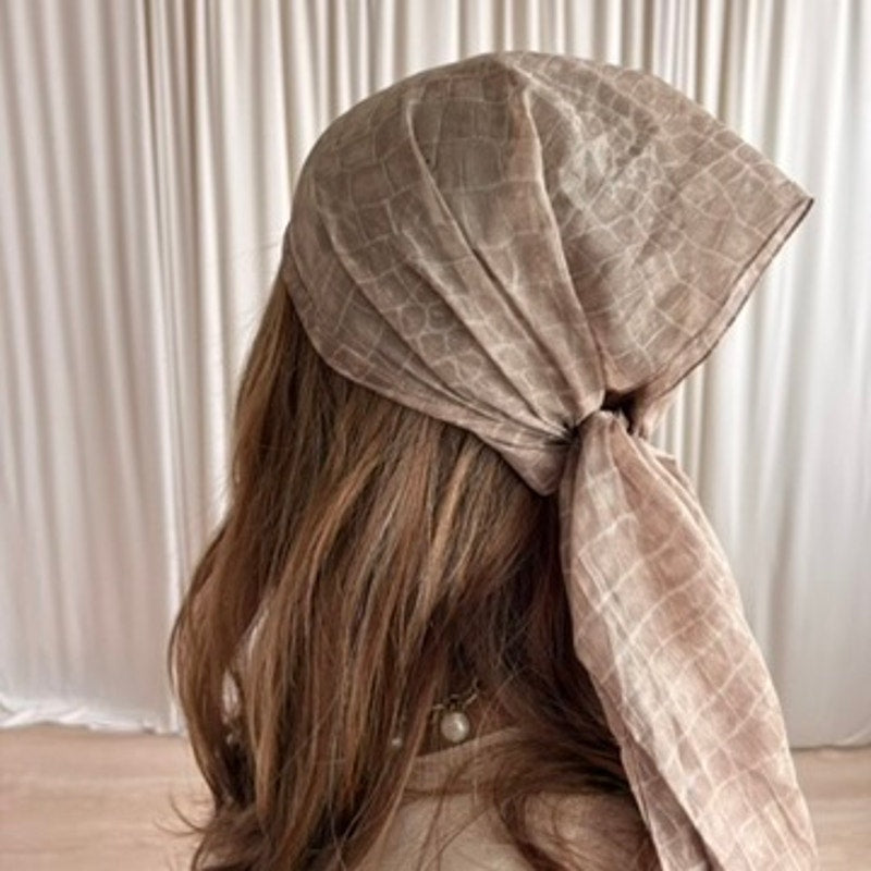 Brown Animal Print Sheer Scarf - Giraffe Style, 21"x73"