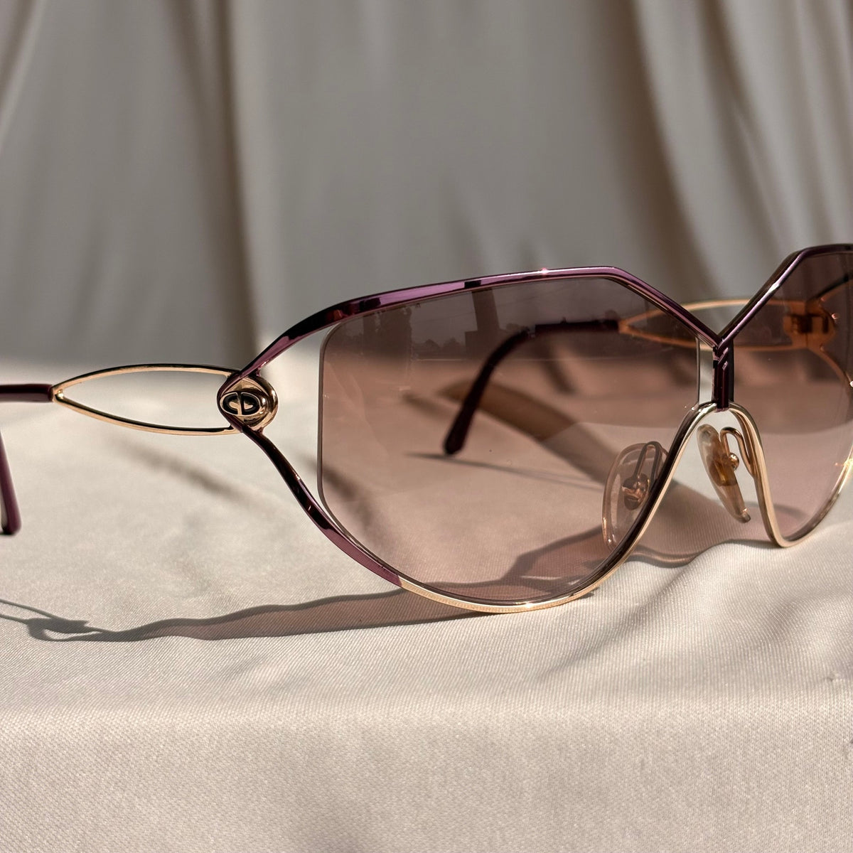Vintage Christian Dior 2345 Wraparound Sunglasses - Purple, Gold