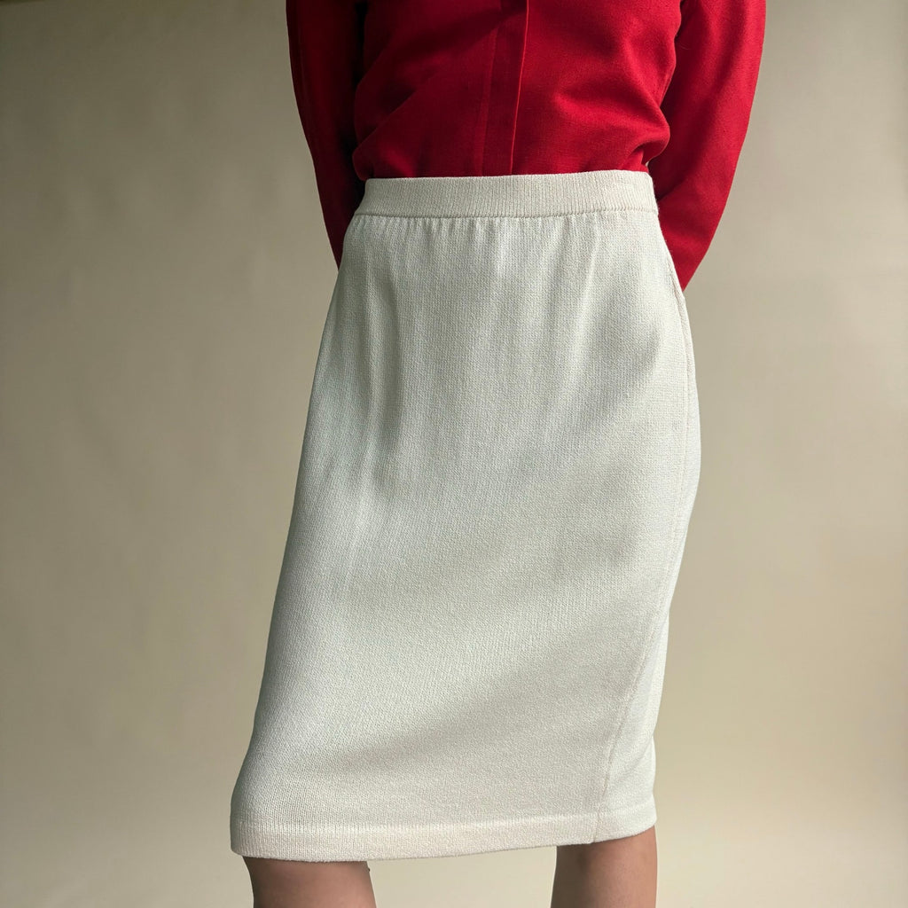 St. John by Marie Gray White Knit Skirt - Made in USA, Size 4
