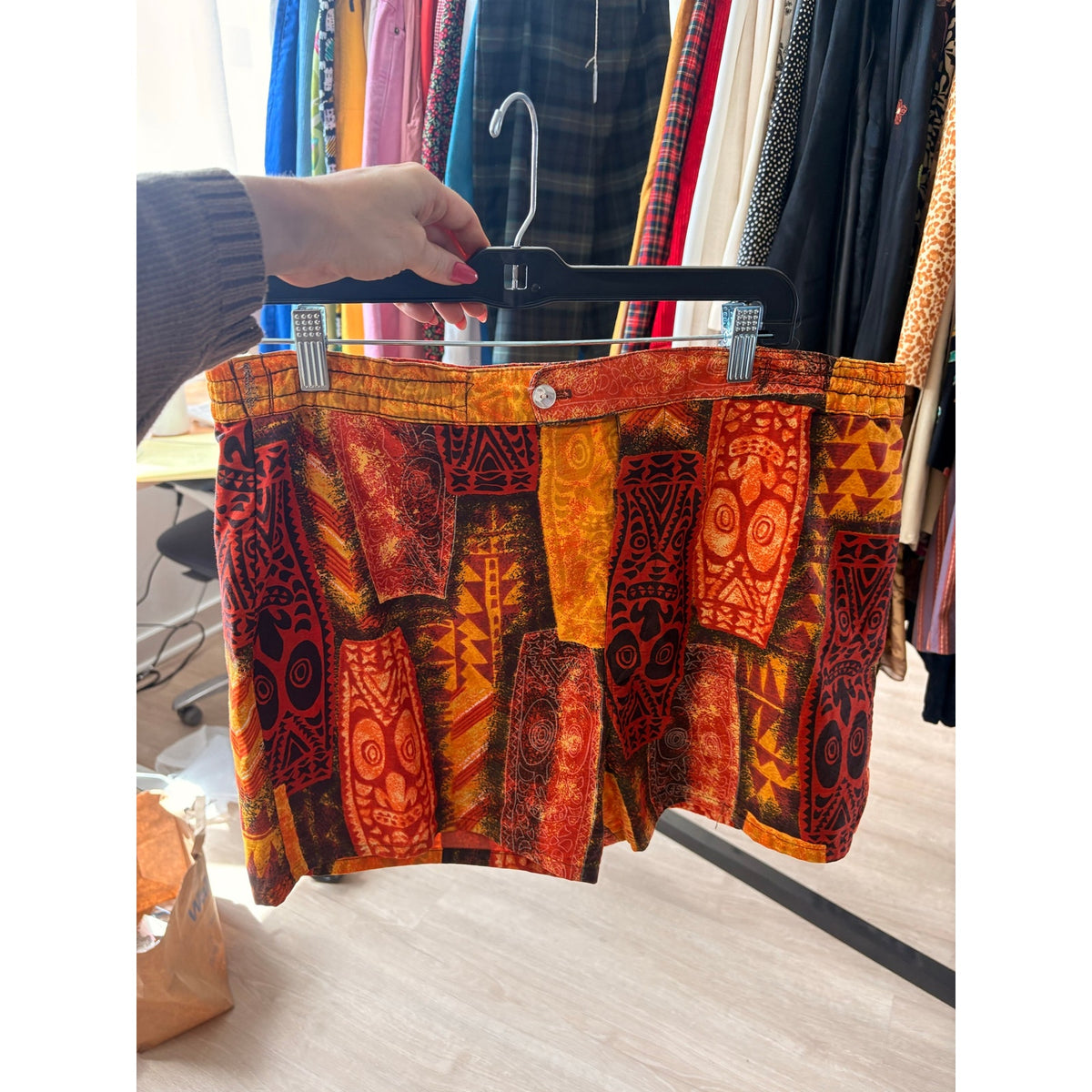 Barefoot in paradise orange Hawaiian shorts mend