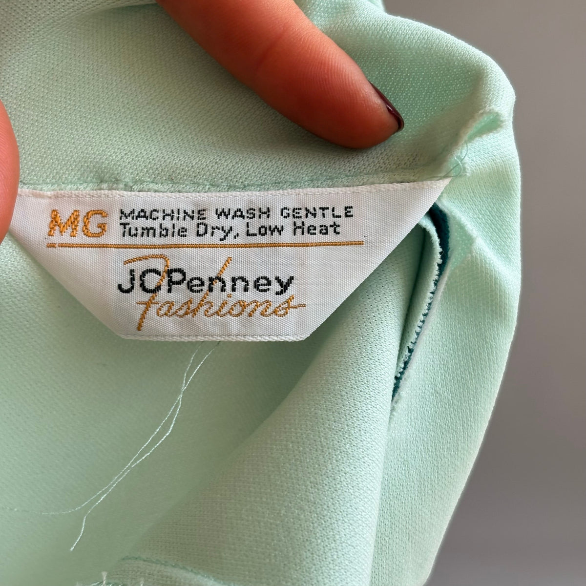 JCPenney Vintage 70s Mint Green Prairie Dress - Lace Trim