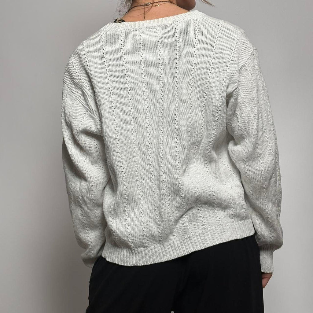 Vintage Neil Flowers by J.G. Hook White  Cardigan - Medium