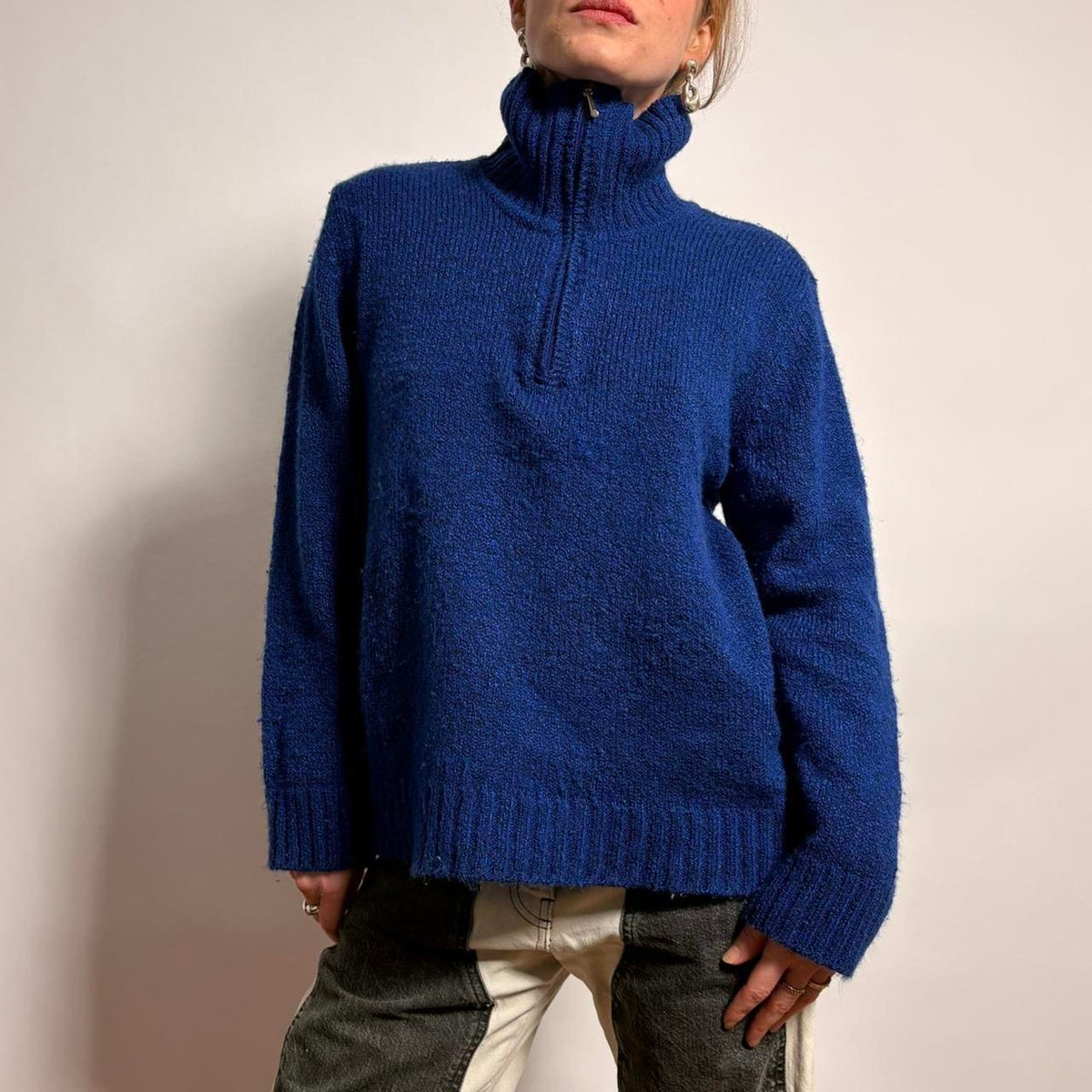 Vintage Karen Scott Quarter-Zip Sweater - Cobalt Blue