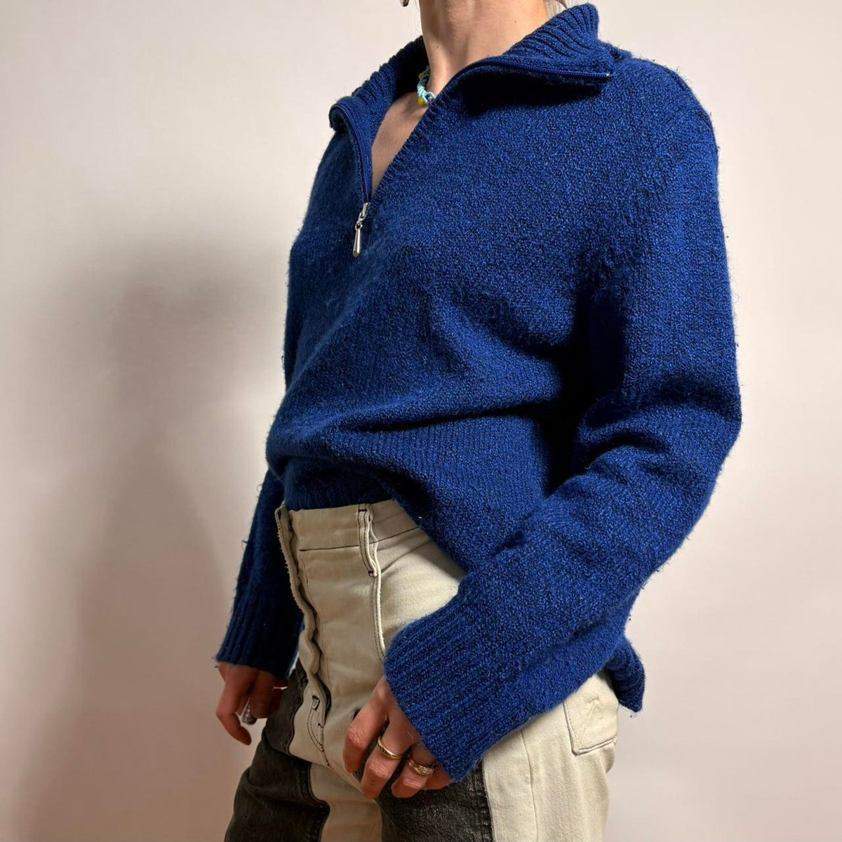 Vintage Karen Scott Quarter-Zip Sweater - Cobalt Blue
