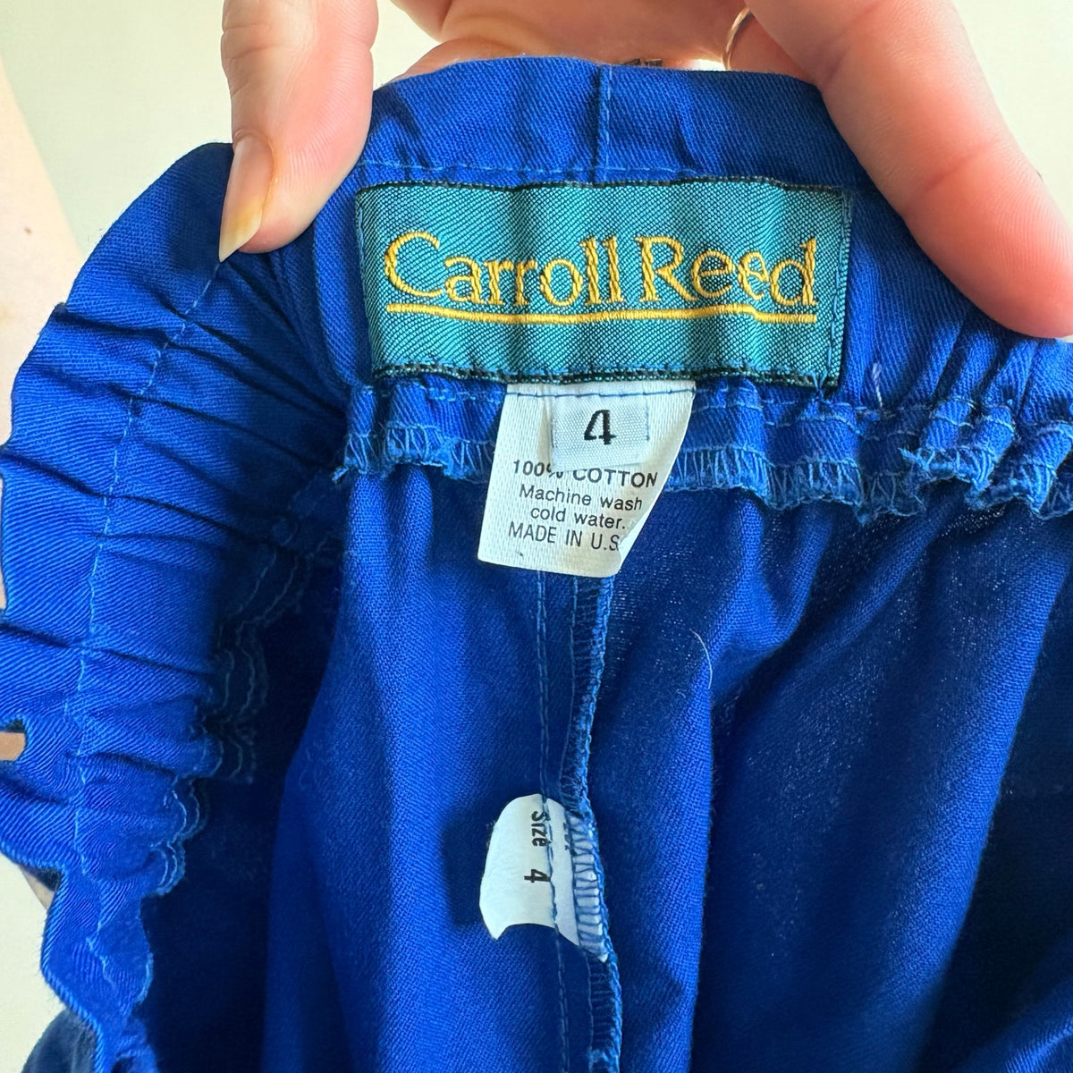 Carol Reed Brilliant Blue High-Waisted Trousers - Cotton, Elastic Waist, Size 4