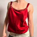 Vintage Kate Hill Red Beaded Silk Tank - Size 4